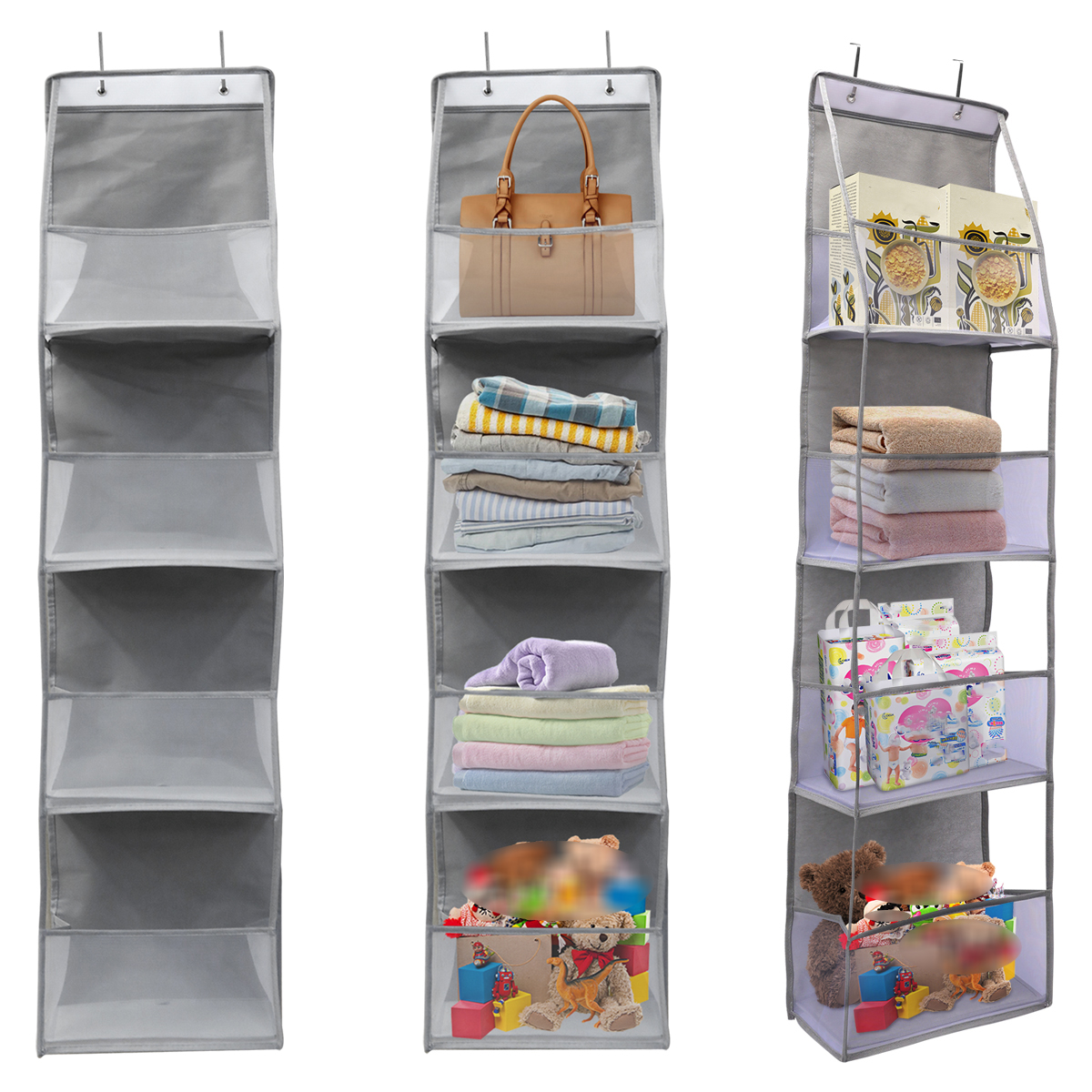 Organizador colgante sobre la puerta de 4 /6 capas, organizador de almacenamiento colgante de pared para cosméticos, para guardería, baño, armario, dormitorio, 1 ud.