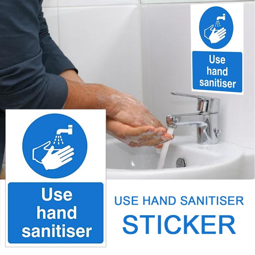 5pcs Warning Reminder Sticker "Please Use Hand Sanitizer" Self-adhesive Paper,,