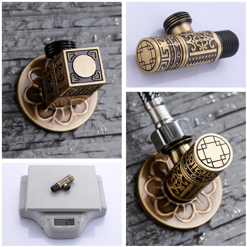 Carved Wall Mount Angle Valve Toilet valve kitchen Sink Taps Triangle valve Cold Mixer Accessories Standard G1/2 Threaded