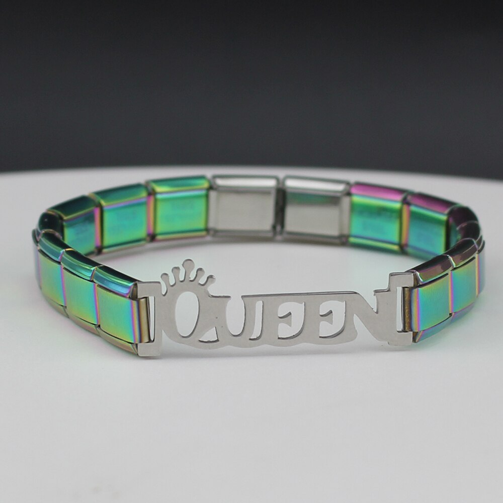 Hapiship 2018 Monili delle Donne di Modo regina di Fascino in Acciaio Inox 7 di colore 9 millimetri Braccialetto Del Braccialetto per Le Donne Della Ragazza Moglie gioielli G081: colore