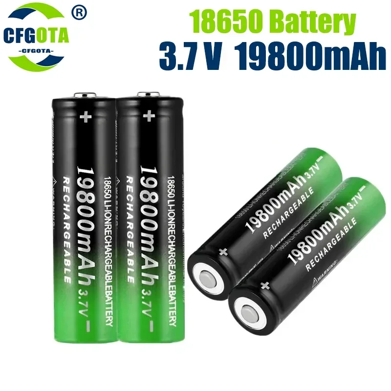 18650 Akku 19800 mAh wiederaufladbarer Akku 3,7 V Kapazität Li-Ionen-Akku für Taschenlampe