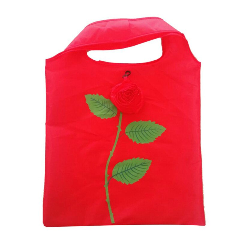 Eco Opslag Handtas Rose Bloemen Vorm Opvouwbare Boodschappentassen Herbruikbare Vouwen Kruidenier Nylon Grote Zak Leuke Tote Pouch 1 stuks