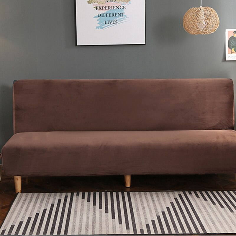Sofa Cover Without Armrest Sofa Bed Solid Color Soft Plush Couch Cover Living Room with Elastic Band Stretch couch cover elastic: 2 / 160-180CM