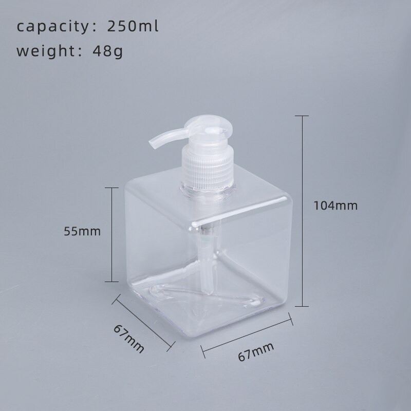 10 stk  of 250ml tomme plastflasker shampoo lotion påfyllbar flaske dusjgel pumpe dispenser: 250ml klar