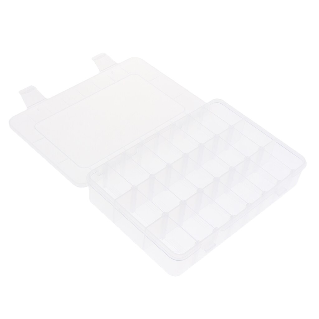 Small Plastic Storage Box with 24 Compartments and Adjustable Dividers Clear Organizer Boxes for Beads, Jewelry