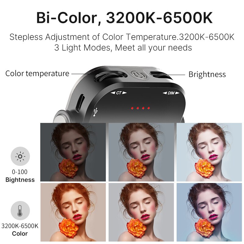 Vijim VL66 Led Video Licht Op Camera U-Stand En Softbox 360 ° Rotable Mini Oplaadbare CRI95 + 3200K-6500K Led Camera Licht Invullen