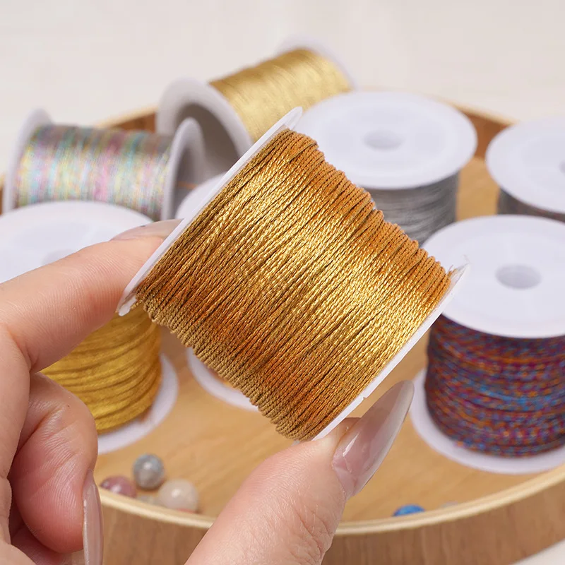 0.2mm-0.8mm Gold/Silver/Gradient Macrame Cord Thread Braided String for DIY Bracelet Necklace Tassels Beading Craft Accessories