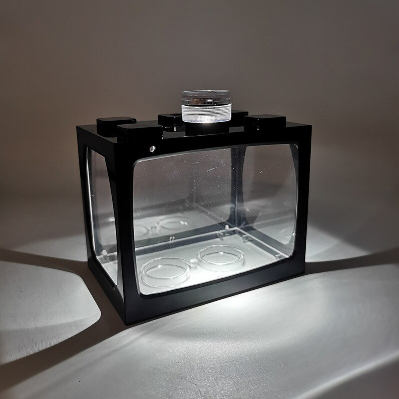 Small aquarium ecological tank micro landscape Mini Aquarium Tropical fish aquarium with LED light fish aquarium: C001-Colorful lamp