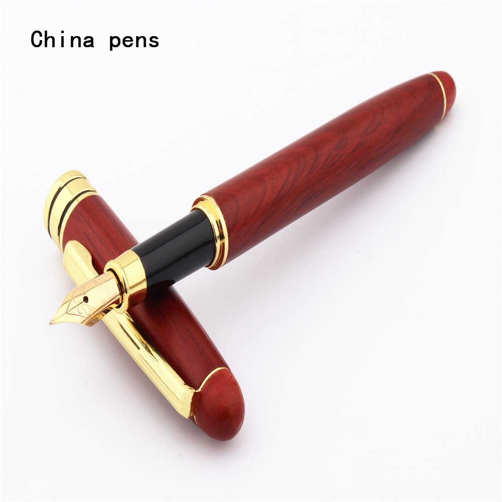 Papeterie de luxe en bois rouge, stylo-plume à pointe moyenne pour étudiants, bureau d'affaires,: Red
