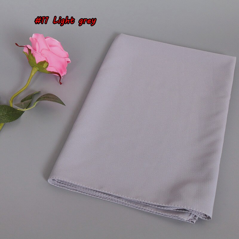 Muslimska kvinnor tjejer hijab bubbla tjock chiffong hijab sjalar wrap muslim tung bubbel chiffong enkla halsdukar/scarf 180*75cm: Ljusgrå