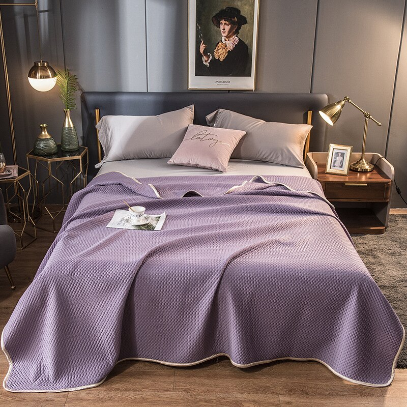 Washable Cool Silk Summer Quilt Pure Color Sleeping Thin Comforter Adult Children Air Conditioner Quilts: 150cmx200cm / purple