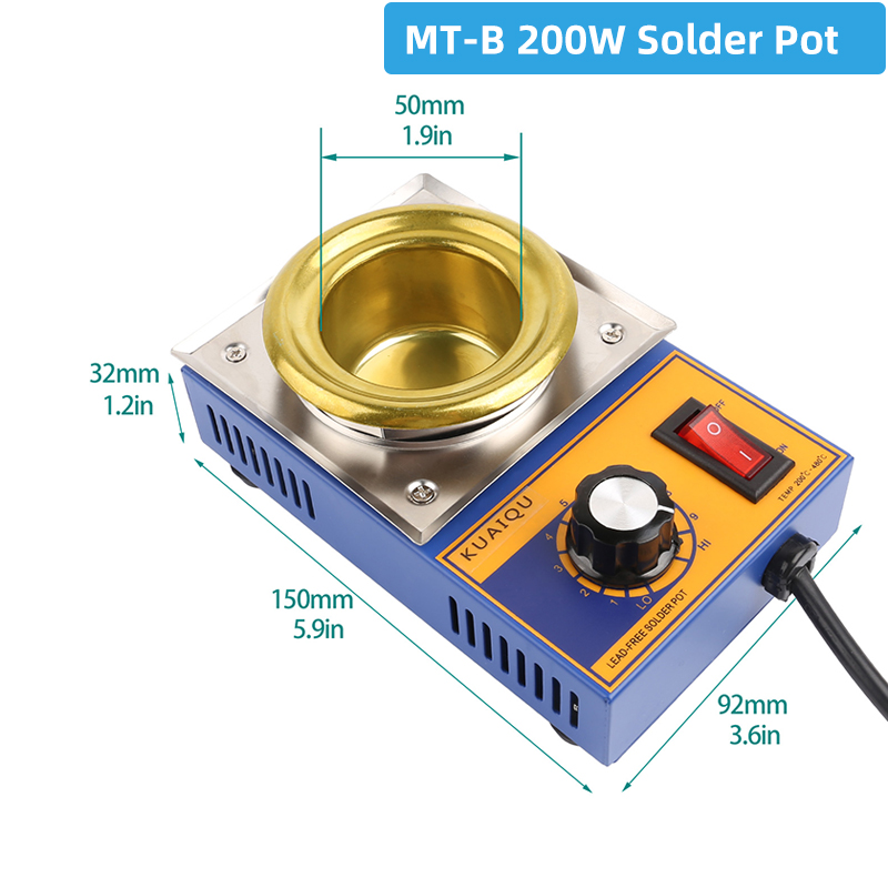 Olla de soldadura sin plomo, horno de fusión de estaño de mano, Control de temperatura ajustable, herramienta de baño para desoldar, 150W / 200W / 250W / 300W: Rojo