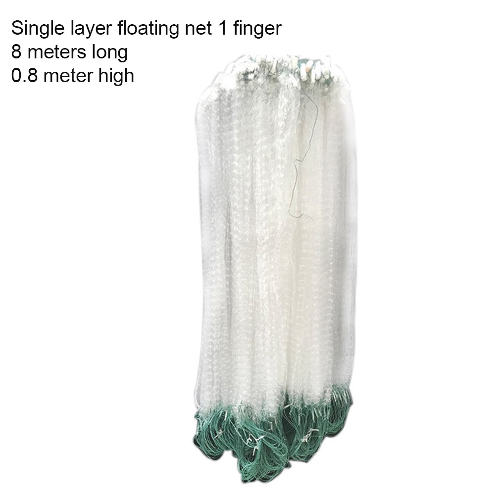 30m x 1.2m Fishing Net Single Mesh Nylon Durable Float Trap Monofilament Gill Net Fishing Accessories for Hand Casting: 1finger 8mX0.8m
