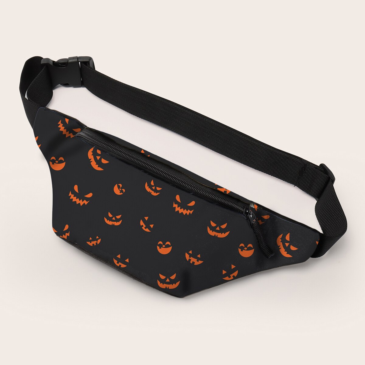 Riñonera Deanfun para mujer, riñonera con estampado de calabaza de Halloween, riñonera negra para mujer, bolso, bolsos D18084