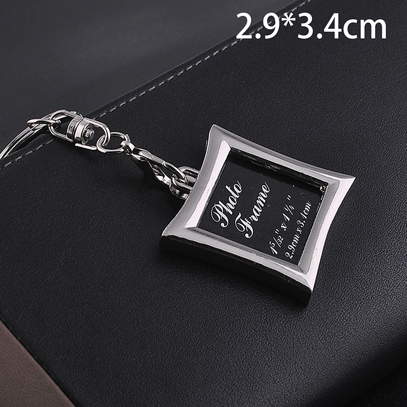 Photo Keychain Mini Metal Alloy Photo Frame Keychain Clear Picture Insert Blank Keyrings Christmas Tree Decor Photo Frame: WHITE
