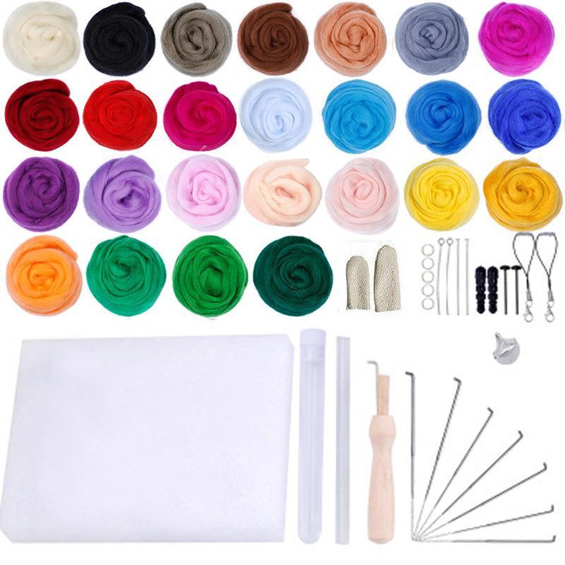 25/36/40 Color Needle Felting Kit Wool Felting Tools Handmade Felt Needle Set Pack Felting Fabric Materials Accessories: 01
