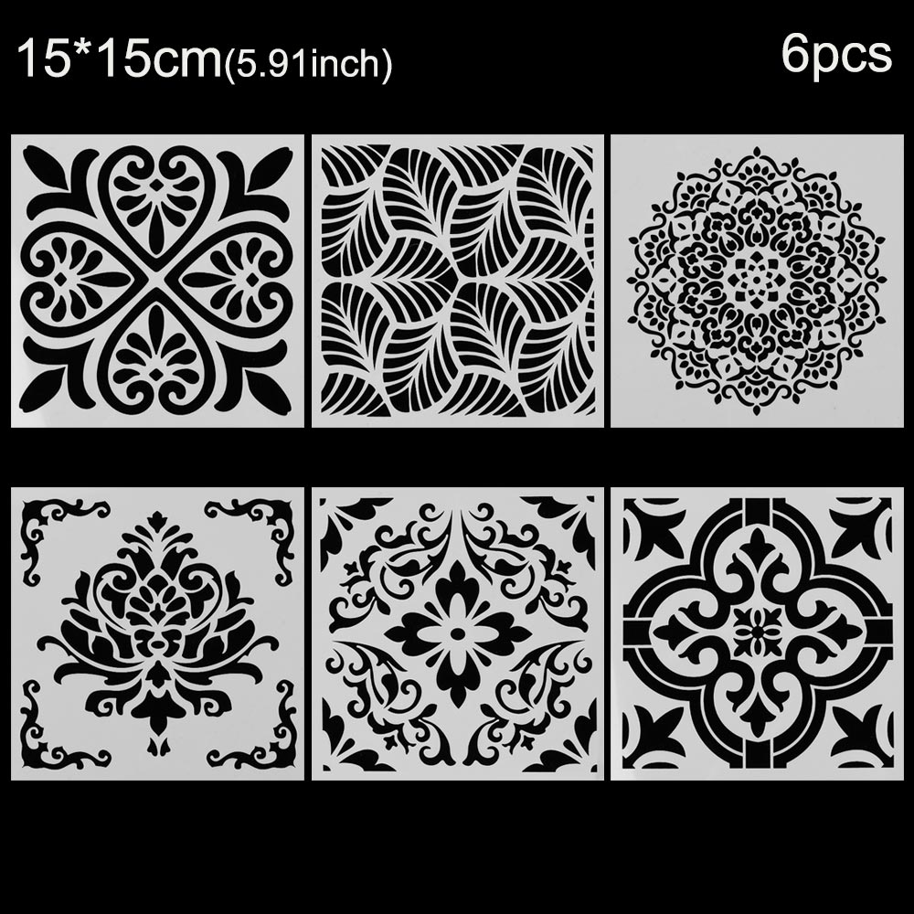 11Pcs/Set Sunflower Painting Stencils Reusable Plants Stencil Template Stencils with Metal Open Ring for DIY Paint Craft Wall: 6pcs