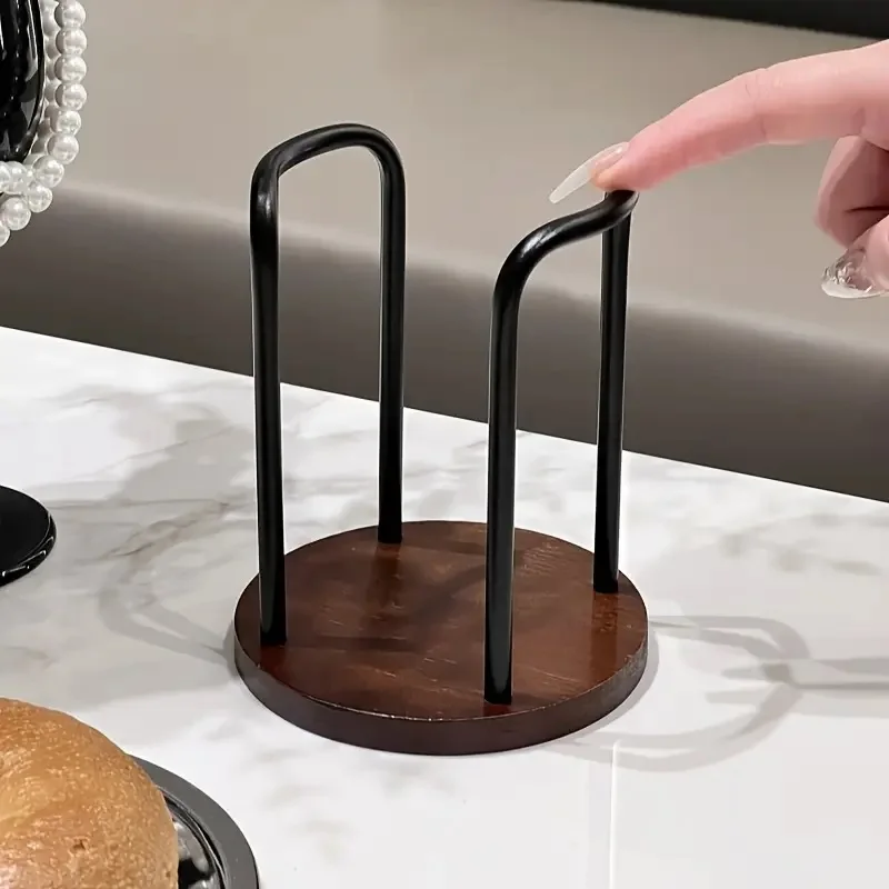 Soporte de almacenamiento de tazas desechable, estante, vasos de té y agua, dispensador de madera con palo más largo, soporte de exhibición para tazas, suministros organizadores: Negro