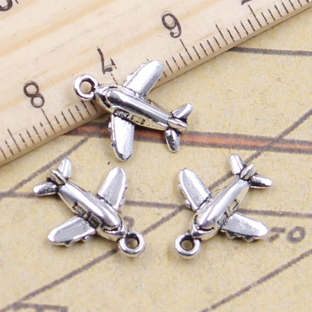 30Pcs Bedels Lover Vliegtuig Vliegtuig 15X14Mm Tibetaans Zilveren Kleur Hangers Antieke Sieraden Maken Diy Handgemaakte Craft