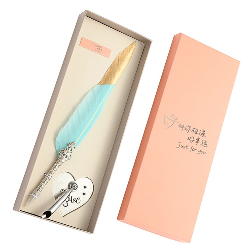 Veer Dip Pen Set Briefpapier Geschenkdoos Kalligrafie Vintage Retro Schrijven Vulpen Met Hartvormige Pen Houder Stand: C