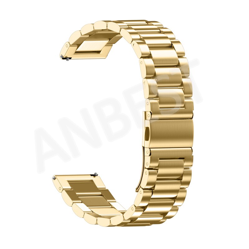 Rustfritt stålbånd for samsung galaxy watch 46mm 42mm rem med 22mm 20mm bredde armbånd metall tre lenker klokkeremmer: Gull / Samsung galaxy 46mm