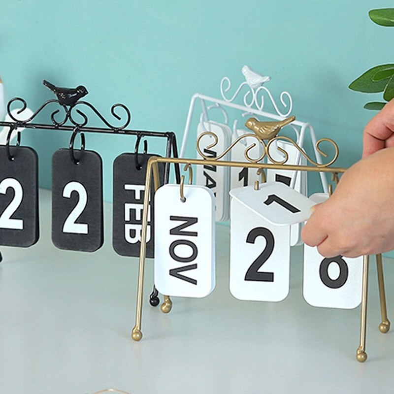 Personlighed diy fugl smedejern flip kalender boligindretning skrivebord dekoration kalender