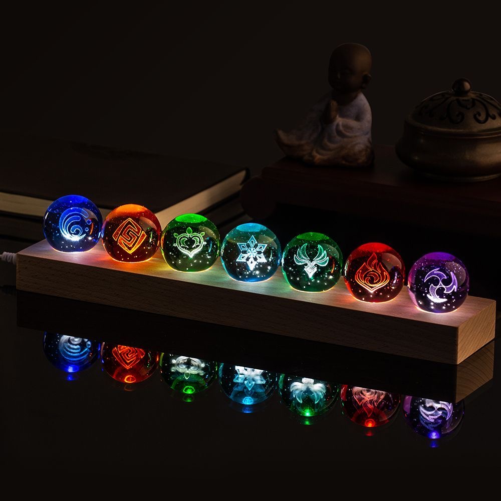 Anime Game Peripheral God's Eye 3D Stereoscopic Luminous Crystal Ball Desktop Ornaments Cartoon Secondary Yuan