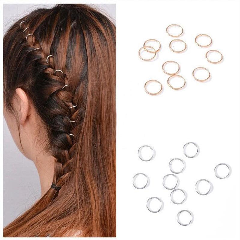 10pc Hair Braided Ring Gold Color Circle Cuff Accessories Wedding Hair Jewelry Hair Clip Decoration Circle Q4P8