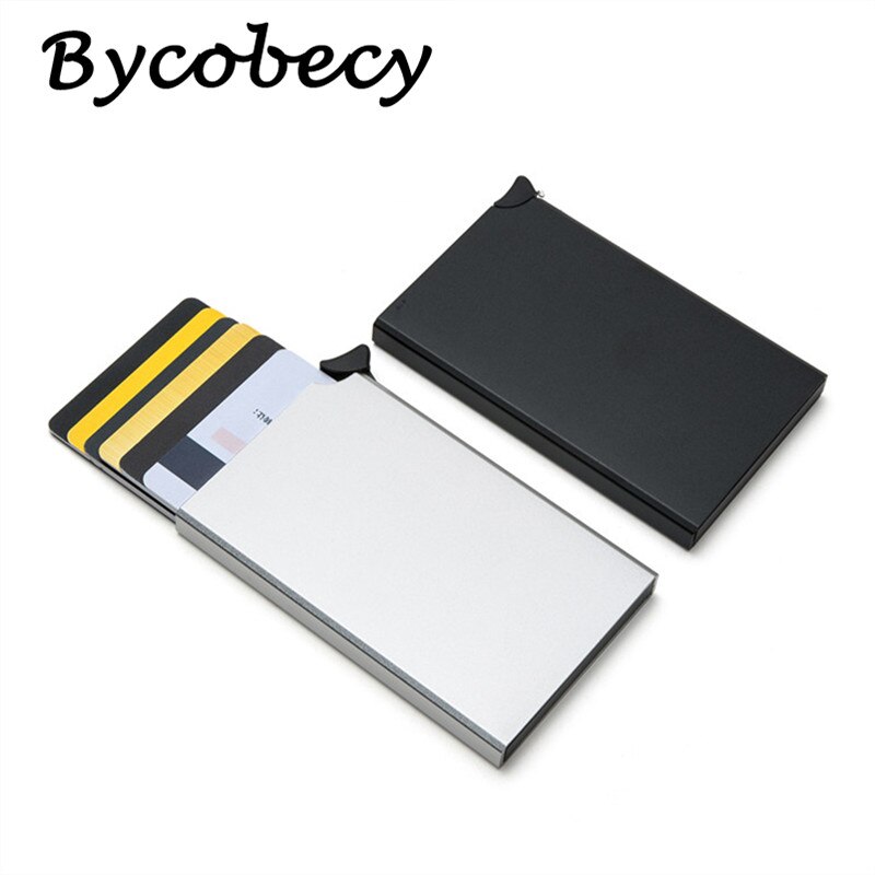 Bycobecy Credit Card Holder Women's Wallet Thin Purse for Security Metal Box Men RFID Blocking Protector Cases Carmen for Cards