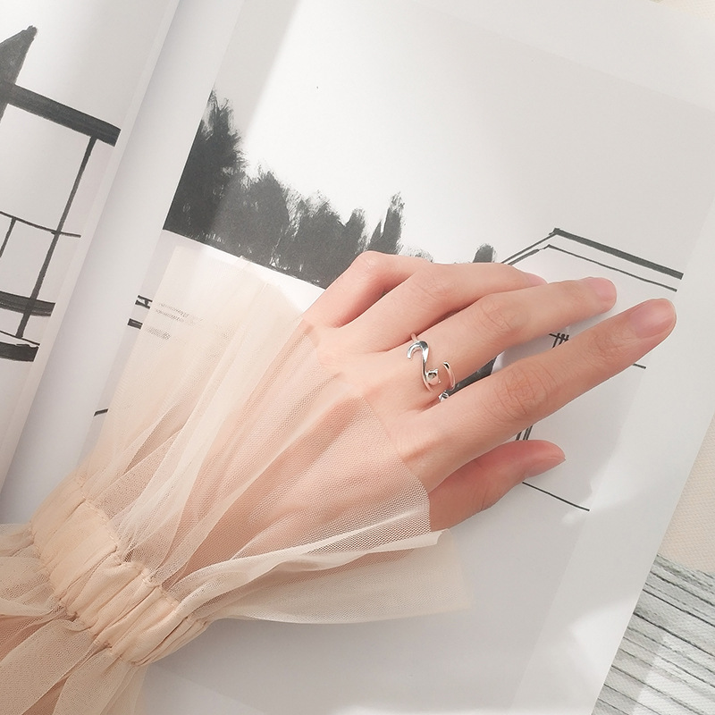 Inzatt Echt 925 Sterling Zilveren Kat Verstelbare Ring Voor Mode Vrouwen Party Leuke Fijne Sieraden Minimalistische Accessoires