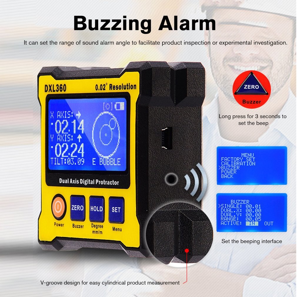 DXL360 Dual-axis Digital Display Level Gauge Angle Protractor Electronic Inclinometer Angle Meter Mini Level Magnetic Base