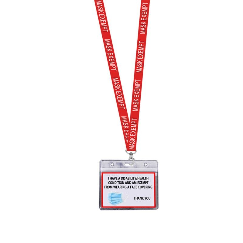 Plastic Travel ID Card Exemption Card Indicate No Face Covering With Card Holder And Lanyard Durable Thickened ID Card Storage: 2pcs