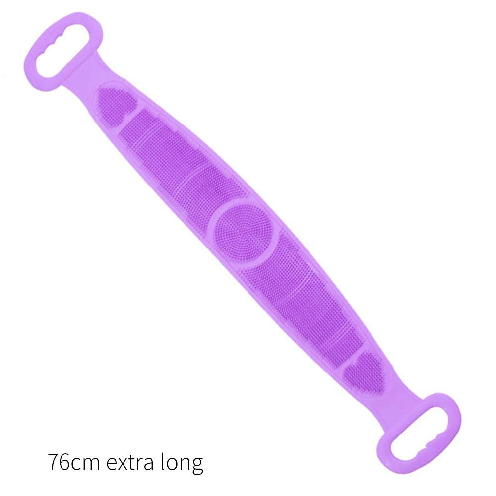 Pehmeä kumi vartalon pesusieni kylpy suihkuharja kylpylätarvikkeet iho silikoni kuorintapyyhe pesulappu perhe: Violetti / 60cm tavallista