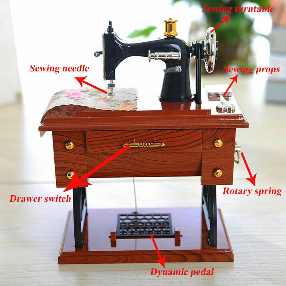 Birthday Music Boxes Sewing Machine Music Box Mini Retro Sewing Clockwork Music Box