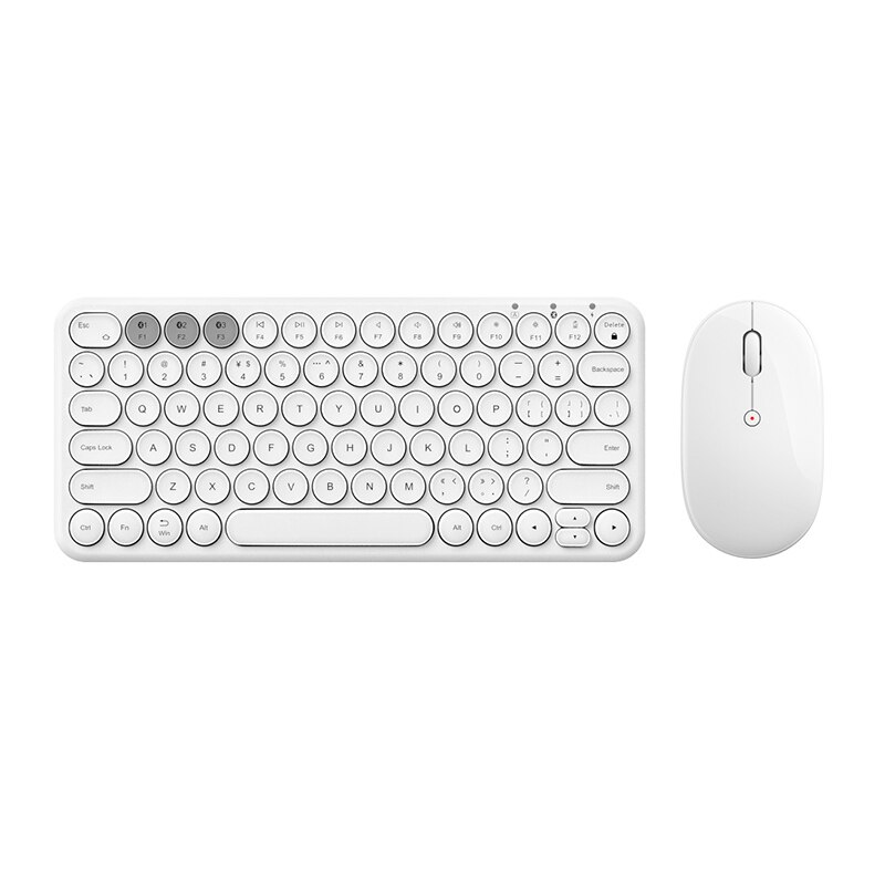 EAOR Portable Bluetooth Keyboard Mouse Set Mute Rechargeable Mini Wireless Keyboard for iPad Tablet Phone Laptop Android iOS MAC: White Set