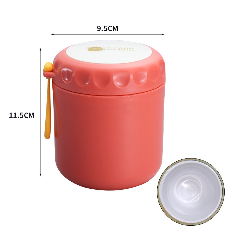 Onuobao 304 Rvs Thermos Soep Met Lepel 400Ml Japanse Stijl Eenvoudige Draagbare Verzegelde Ontbijt Lunch Cup: Red(Plastic)