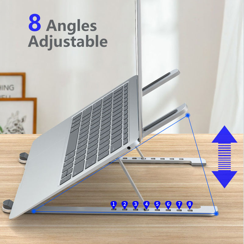Verstellbarer laptopständer aus aluminium mit 8 winkeln, schlankes design für macbook pro air, notebook-tablet-halter, schreibtischständer, 2 farben, miccgin