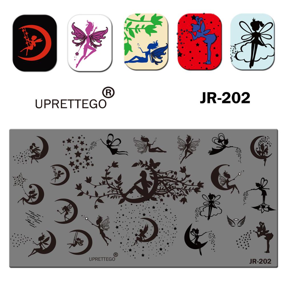 Rustfrit stål prægeplade skabelon mælkebøtte panda måne engel yin yang påske alien space flower negle værktøj  jr201-210