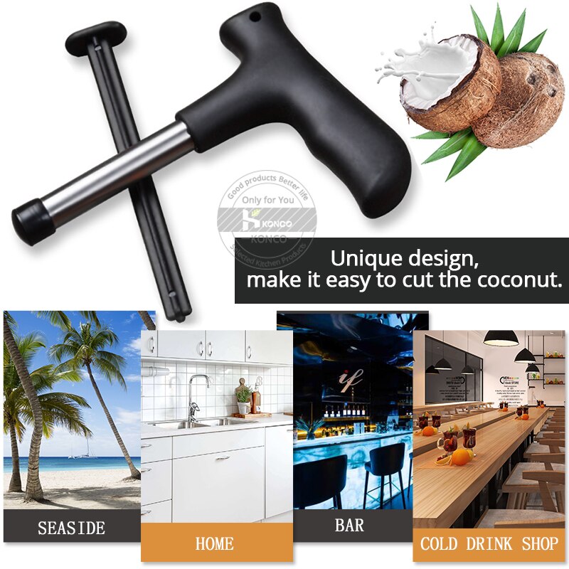 Konco kokosnødsåbner værktøj kokos vandhane tap bor halm åbent hul skåret frugtåbner værktøj frugt værktøj