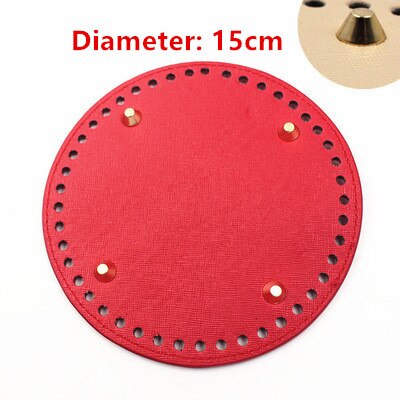 1 Pc Oval Long Round Leather Bottom with Holes Rivet for Knitted Bag PU Leather Bag Accessories DIY Woven Crochet Bag Bottom: N