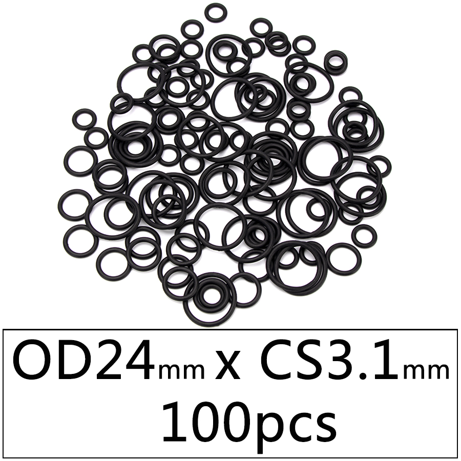 100pcs NBR Nitrile Rubber Sealing O-ring Gasket Replacement Seal O ring OD 15mm-35mm CS 3.1mm Black Washer DIY Accessories S106: DQ24x3.1x100