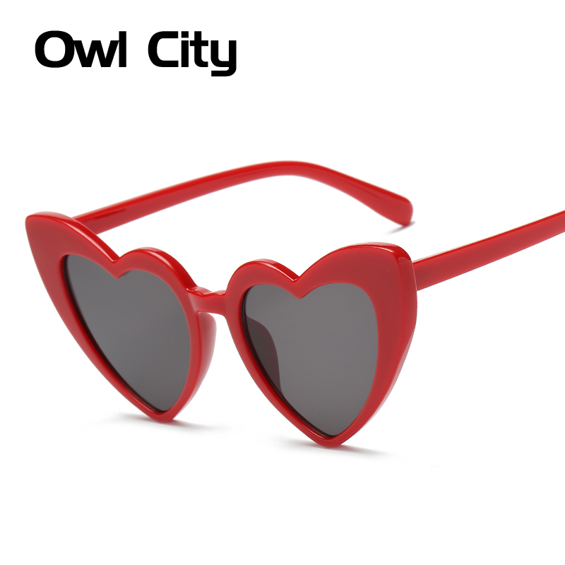 Owl City Heart Sunglasses Women Vintage Red Hearts Shaped Sunglass Ladies Retro Brand Eyewear 90s for Female Shades