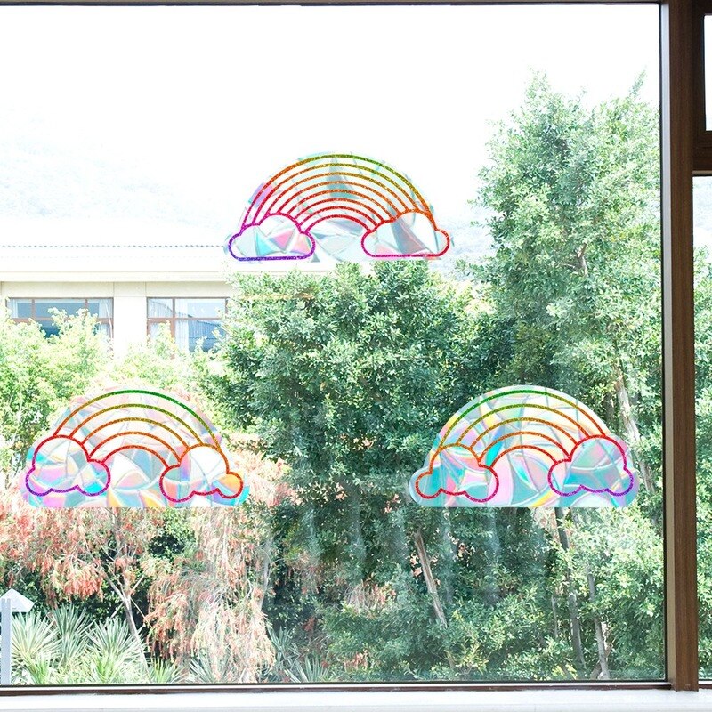 3PCS Rainbow Prism Electrostatic Glass Sticker Solar Catcher Window Sticker Glueless Window Film Removes Glass Window Stickers