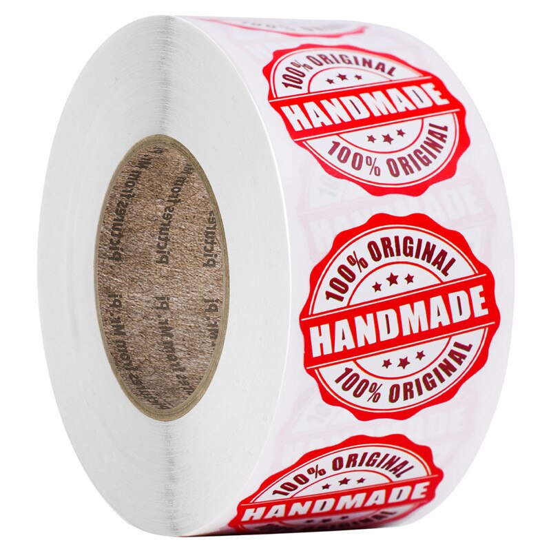 1 Inch Cowhide Sticker 100% Love Handmade Bakery Baking Sticker Birthday Cake DIY Sealing Wedding Decoration Label: B 25MM 500PCS