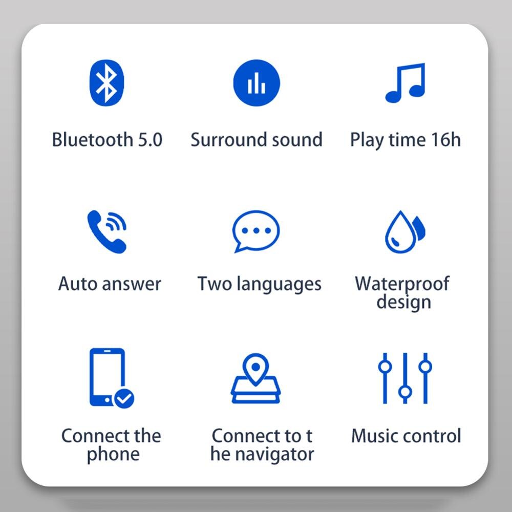 Casque de Moto sans fil Bluetooth 5.0, mains libres, écouteurs stéréo, haut-parleur MP3