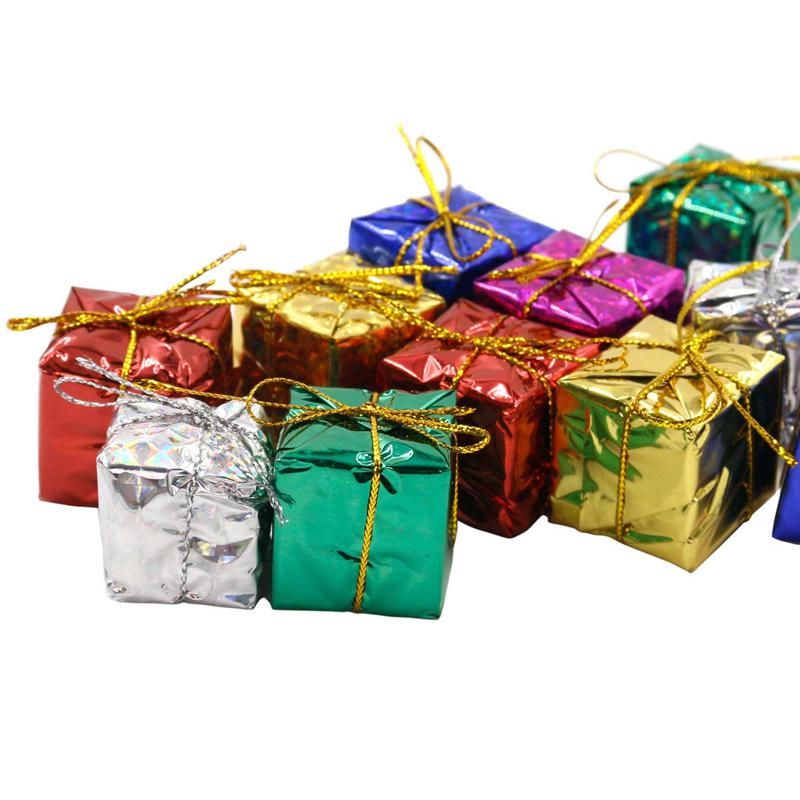 Set  of 12 glittriga julask hängande träddekorationer i olika färger