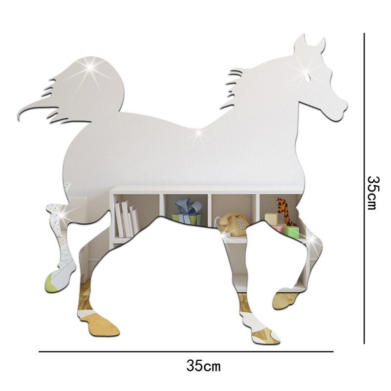 3d akryl spejl vægklistermærke dyr hest til succes stue kontor væg dekorativt klistermærke