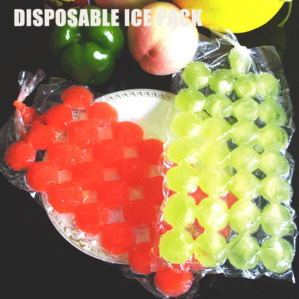 Bolsas de plástico para hielo de una sola vez, 28 rejillas, bolsas de almacenamiento de helados, paquete de cubitos de hielo, paquete de hielo autosellado #35