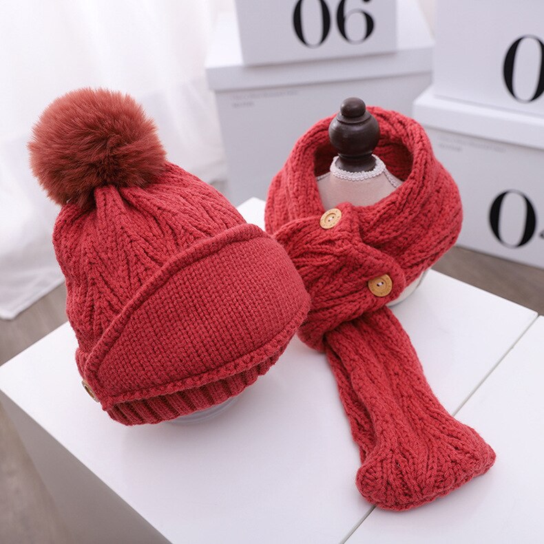 Neue Baby Mütze Schal einstellen Baumwolle Baby Kopf Abdeckung Winter warm Nacken Kragen freundlicher Mützen Schal setzt Plüsch freundlicher hüte Schal: A1