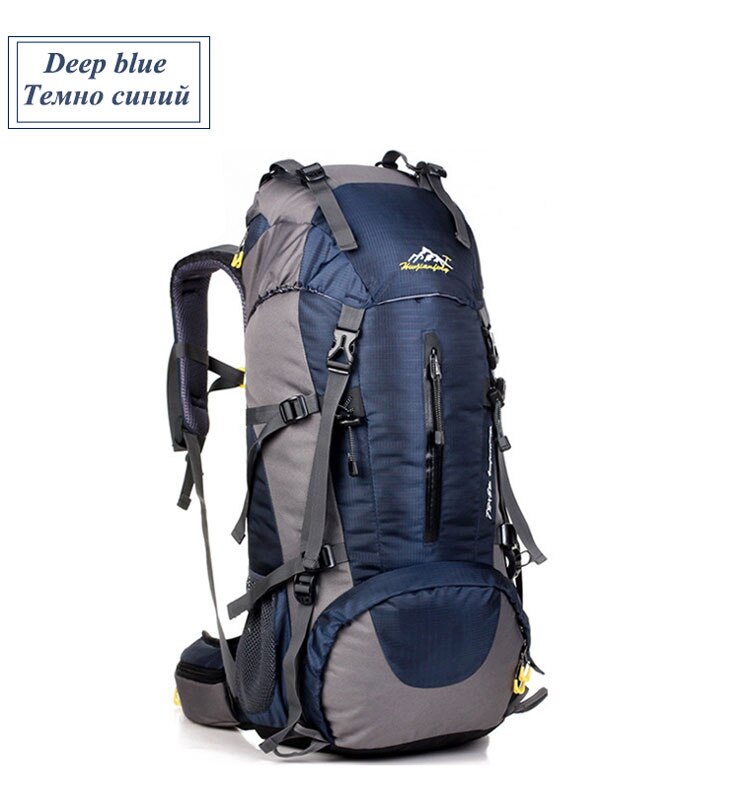 50L Large Capacity Outdoor Waterproof Trekking Climb Backpack Travel Hiking Mountaineering Rucksack Superlight Nylon Sports Bags: Deep blue